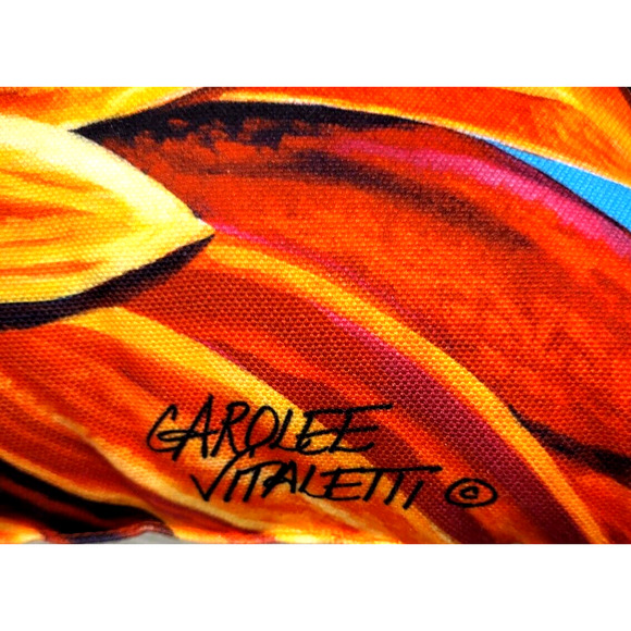 Vibrant Carolee Vitaletti Sunflower Decorative Pillow 16x16 Orange Yellow White - Picture 3 of 7